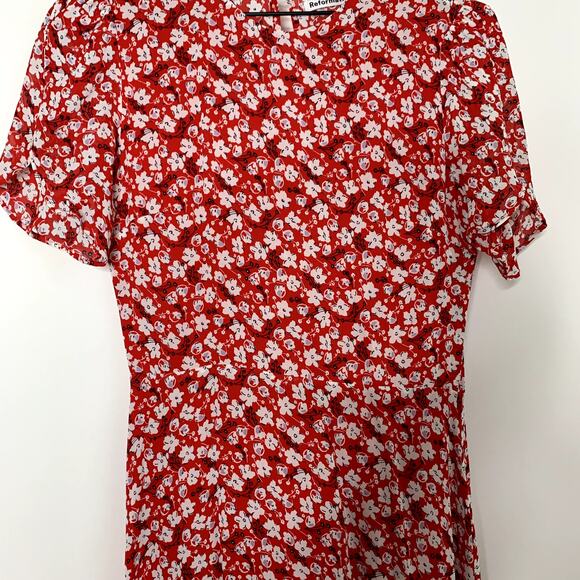 Reformation Andre Nina Sheath Midi Dress Womens Size 8 Red - Picture 6 of 16